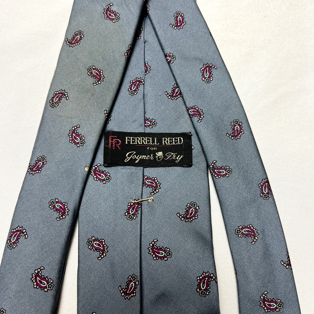 Ferrell Reed For Joyner Fry NeckTie All Silk‎ Made By Hand England Blue Paisley